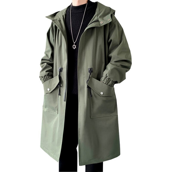 Misniki 2023 New Men Trench Coat Men Jacket Overcoat Casual Men&#39;s Windbreakers Solid Color Men Fashion Outwear JP62