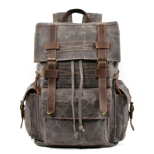 Luxury Canvas Leather Backpack Men Big Capacity Waterproof  Retro Travel Rucksack School Student Laptop Backpacks Duffel Daypack