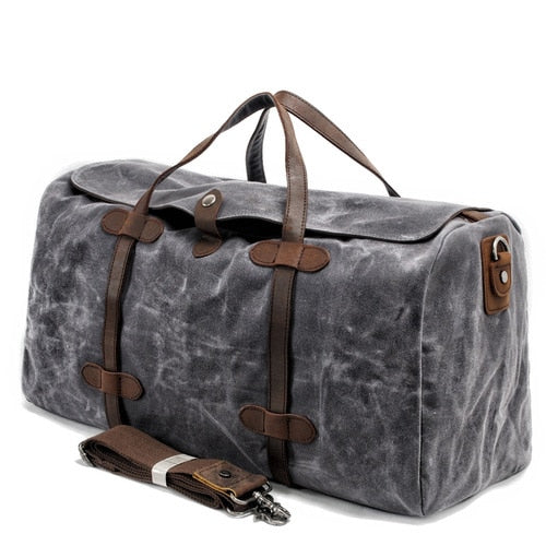 Waxed Canvas Crossbody Duffel Tote Bag.